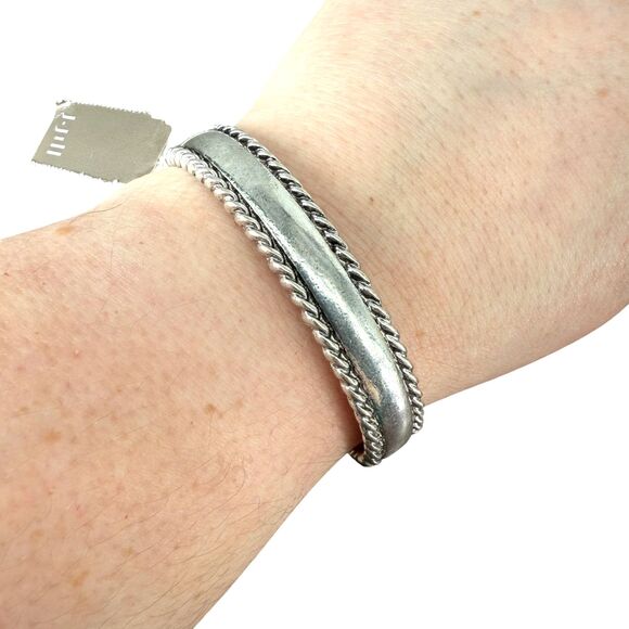 J. Jill Hinged Bracelet Bangle Silver Tone Braided Rope Magnetic Classic Polish - Picture 10 of 15